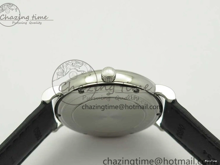 MIROTIME 0309 Portofino Automatic SS FKF 1:1 Best Edition White Dial RG Markers on Black Leather Strap A Stretchable 7141
